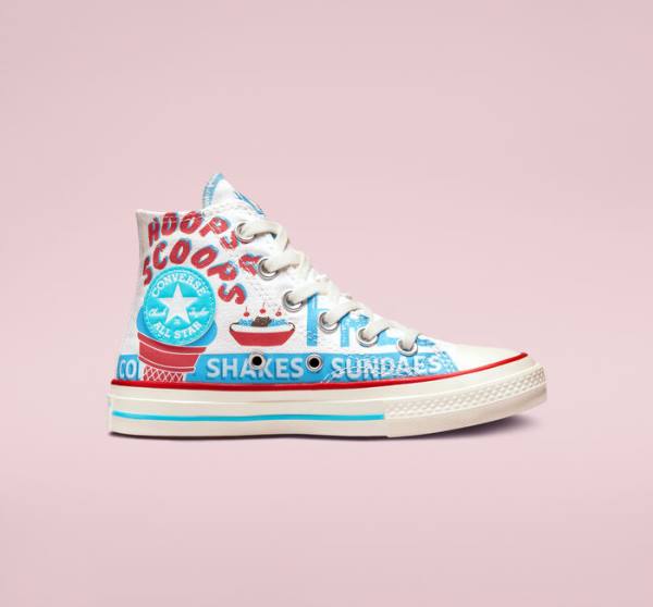 Converse Chuck 70 Sweet Scoops Yüksek Taban Ayakkabı Beyaz Mavi Kırmızı | CV-498HVP