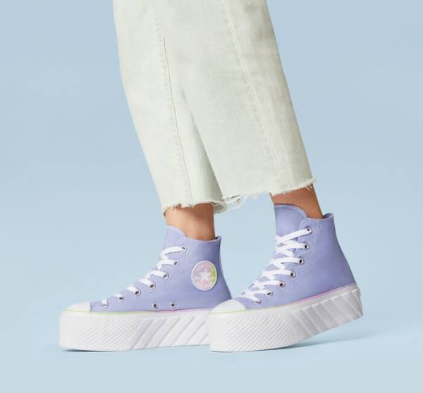 Converse Chuck Taylor All Star 2X Lift Platform Pastel Gradient Yüksek Taban Ayakkabı Mavi Beyaz | CV-216BPU