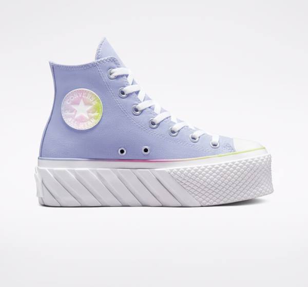 Converse Chuck Taylor All Star 2X Lift Platform Pastel Gradient Yüksek Taban Ayakkabı Mavi Beyaz | CV-216BPU