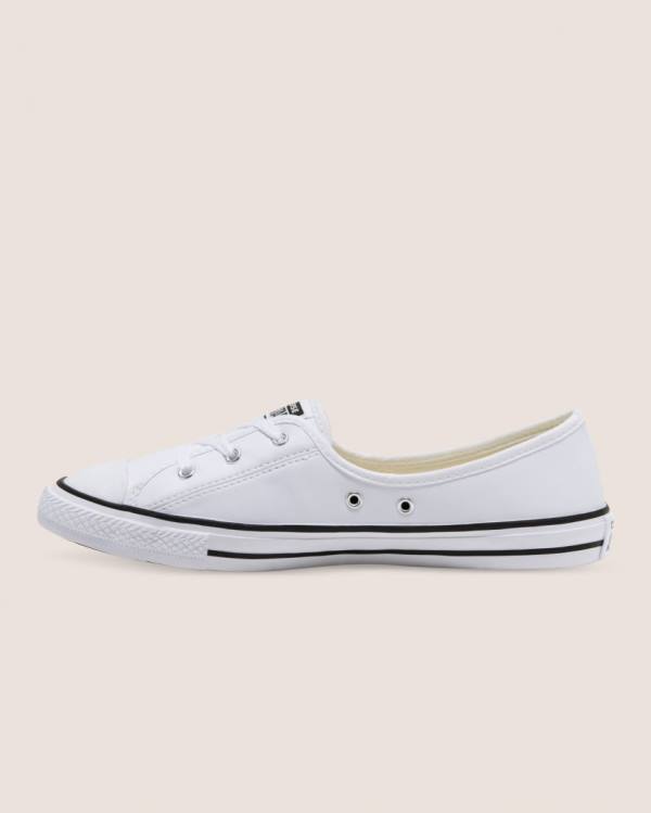 Converse Chuck Taylor All Star Ballet Dantel Faux Deri Slip Düz Taban Ayakkabı Beyaz | CV-431UNT