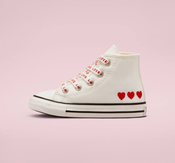 Converse Chuck Taylor All Star Crafted with Love Yüksek Taban Ayakkabı Beyaz Kırmızı | CV-571OWC