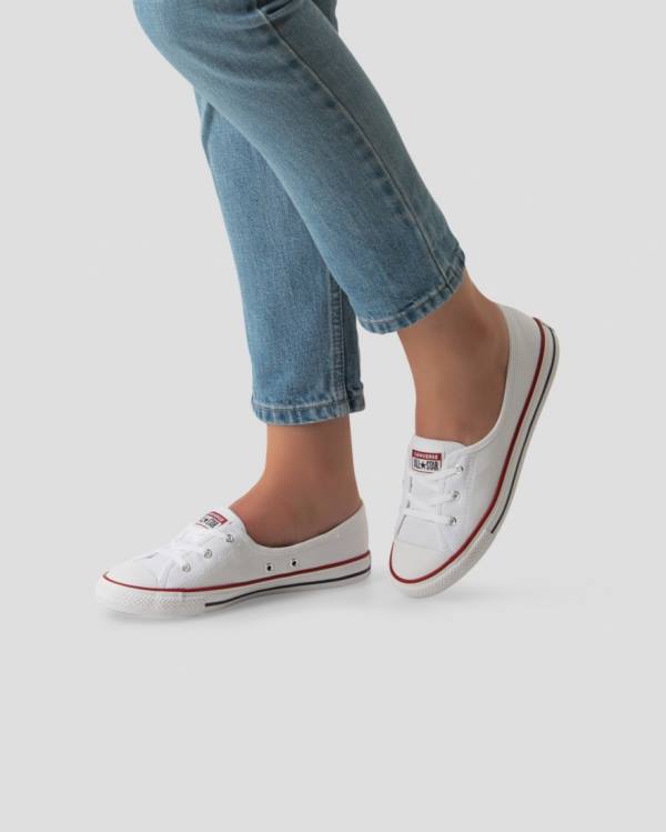 Converse Chuck Taylor All Star Dainty Ballet Dantel Slip Düz Taban Ayakkabı Beyaz | CV-204QYS