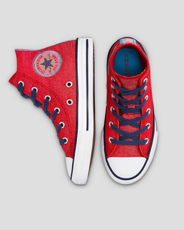 Converse Chuck Taylor All Star Denim Reverse Twill Yüksek Taban Ayakkabı Kırmızı | CV-684DPY