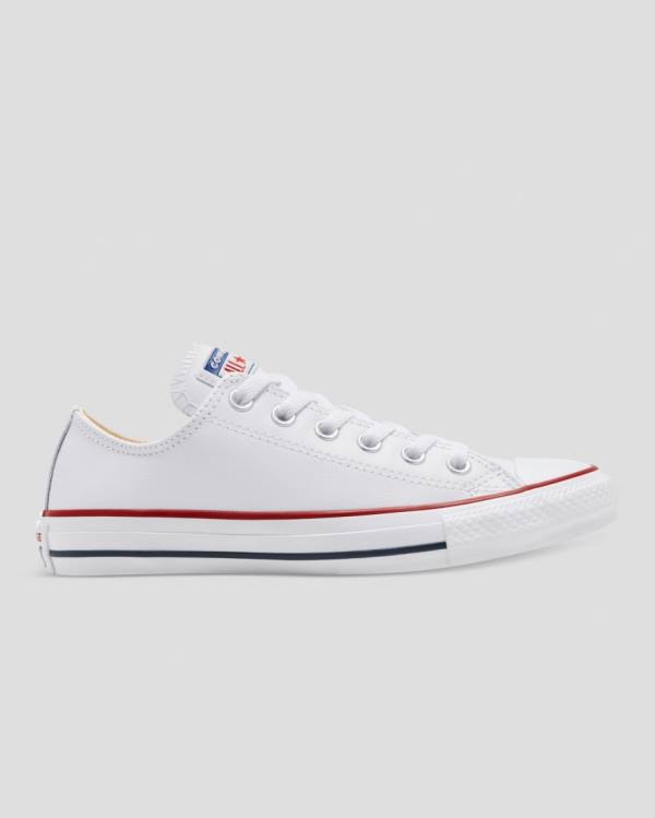 Converse Chuck Taylor All Star Deri Düz Taban Ayakkabı Beyaz | CV-325FLN