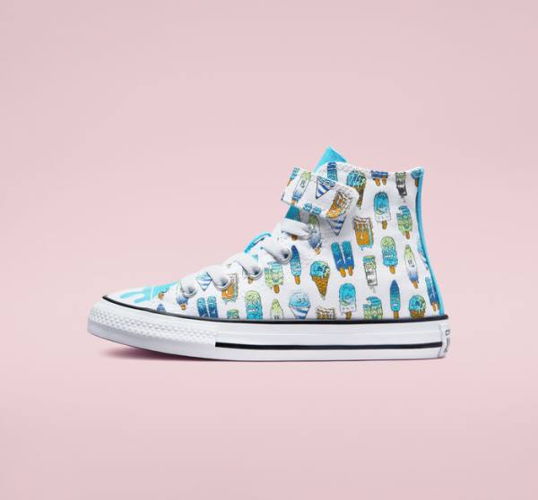 Converse Chuck Taylor All Star Easy-On Frozen Treats Yüksek Taban Ayakkabı Beyaz Mavi Açık Yeşil | CV-027XDJ