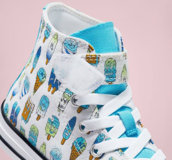 Converse Chuck Taylor All Star Easy-On Frozen Treats Yüksek Taban Ayakkabı Beyaz Mavi Açık Yeşil | CV-027XDJ