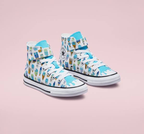 Converse Chuck Taylor All Star Easy-On Frozen Treats Yüksek Taban Ayakkabı Beyaz Mavi Açık Yeşil | CV-027XDJ