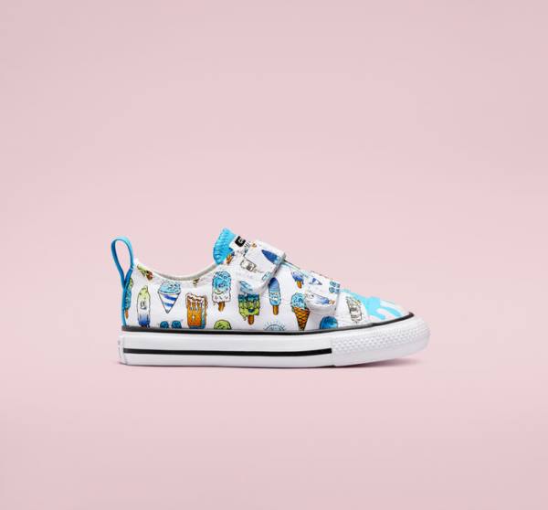 Converse Chuck Taylor All Star Easy-On Frozen Treats Düz Taban Ayakkabı Beyaz Mavi Açık Yeşil | CV-086AVP