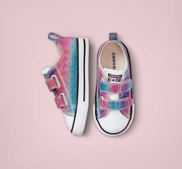 Converse Chuck Taylor All Star Easy-On Glitter Drip Düz Taban Ayakkabı Beyaz Bej Rengi Beyaz Mor | CV-860AGW