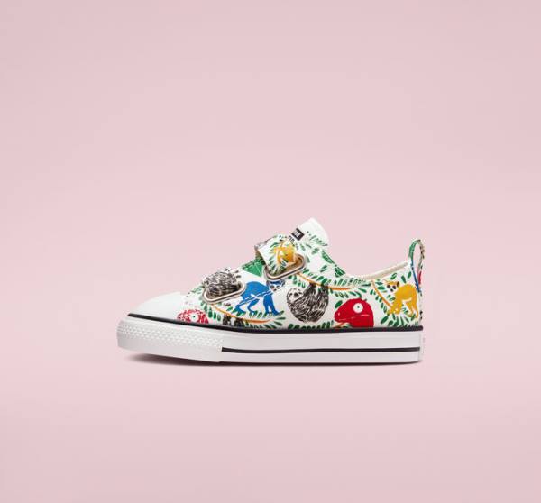 Converse Chuck Taylor All Star Easy-On Multicolored Animals Düz Taban Ayakkabı Beyaz Renkli Siyah | CV-086LFR