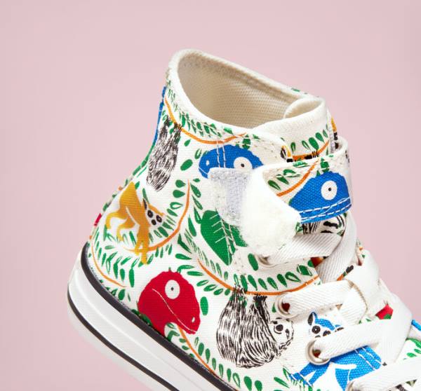 Converse Chuck Taylor All Star Easy-On Multicolored Animals Yüksek Taban Ayakkabı Beyaz Renkli Siyah | CV-827IST