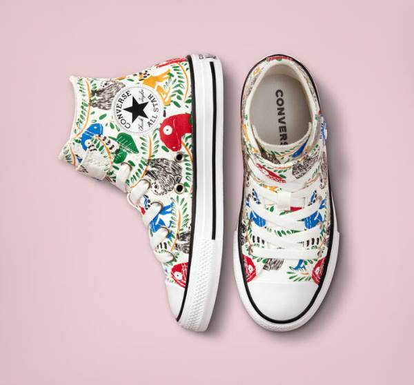 Converse Chuck Taylor All Star Easy-On Multicolored Animals Yüksek Taban Ayakkabı Beyaz Renkli Siyah | CV-827IST