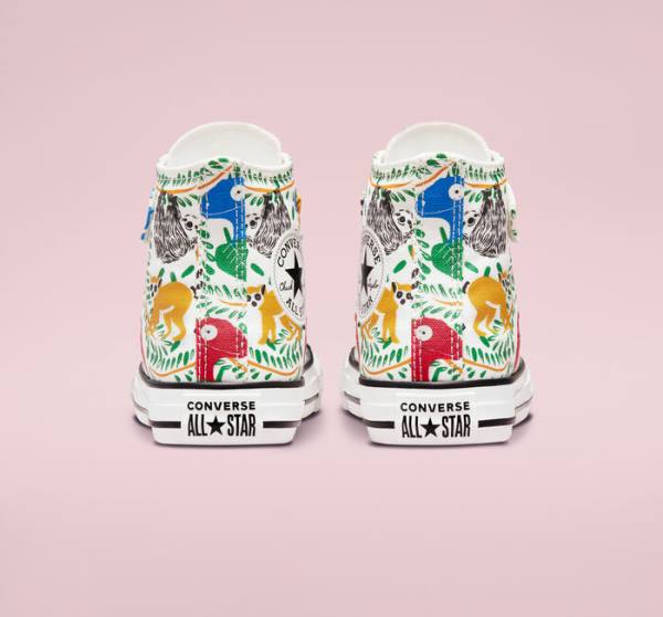 Converse Chuck Taylor All Star Easy-On Multicolored Animals Yüksek Taban Ayakkabı Beyaz Renkli Siyah | CV-827IST