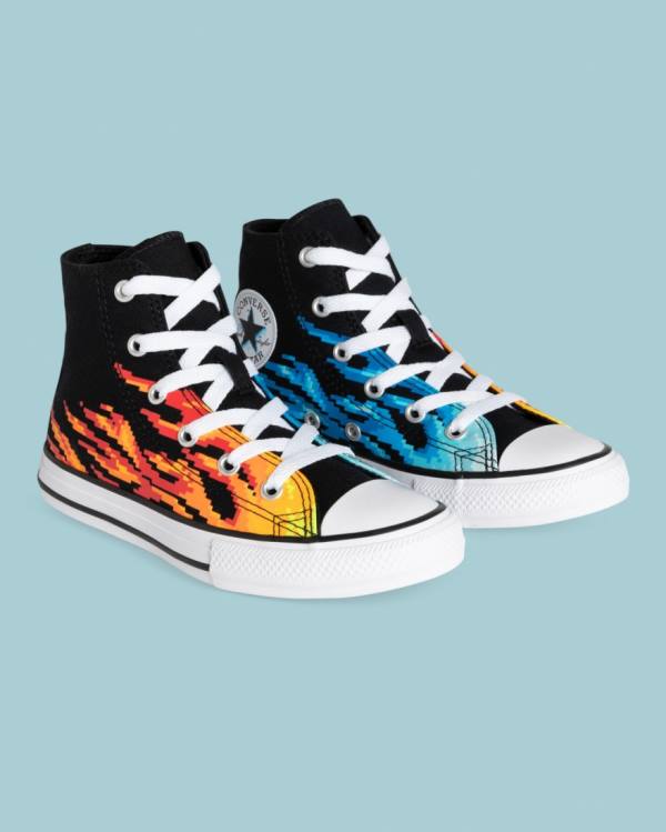 Converse Chuck Taylor All Star Flame Print Yüksek Taban Ayakkabı Siyah | CV-041AOY