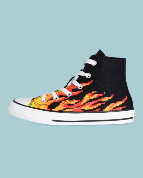 Converse Chuck Taylor All Star Flame Print Yüksek Taban Ayakkabı Siyah | CV-041AOY