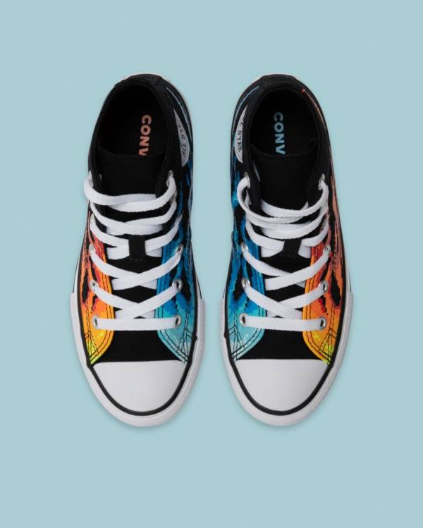 Converse Chuck Taylor All Star Flame Print Yüksek Taban Ayakkabı Siyah | CV-041AOY