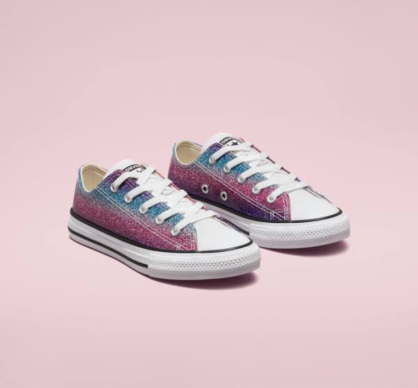 Converse Chuck Taylor All Star Glitter Drip Düz Taban Ayakkabı Beyaz Bej Rengi Beyaz Mor | CV-583UBG