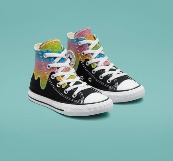 Converse Chuck Taylor All Star Glitter Drip Yüksek Taban Ayakkabı Siyah Bej Rengi Beyaz Pembe | CV-860IOL