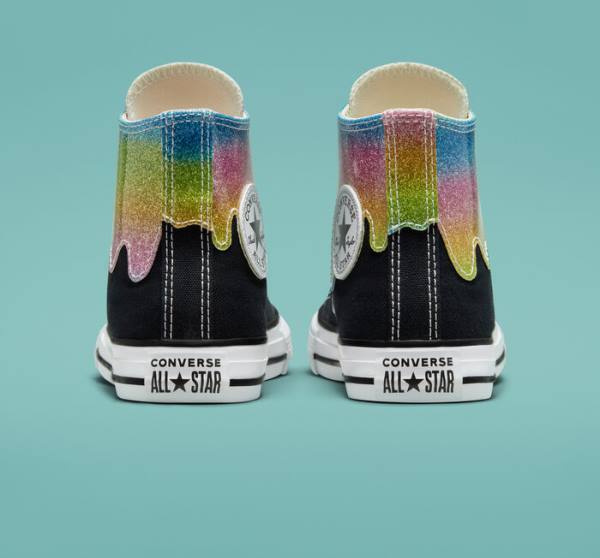 Converse Chuck Taylor All Star Glitter Drip Yüksek Taban Ayakkabı Siyah Bej Rengi Beyaz Pembe | CV-860IOL