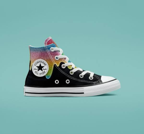 Converse Chuck Taylor All Star Glitter Drip Yüksek Taban Ayakkabı Siyah Bej Rengi Beyaz Pembe | CV-860IOL