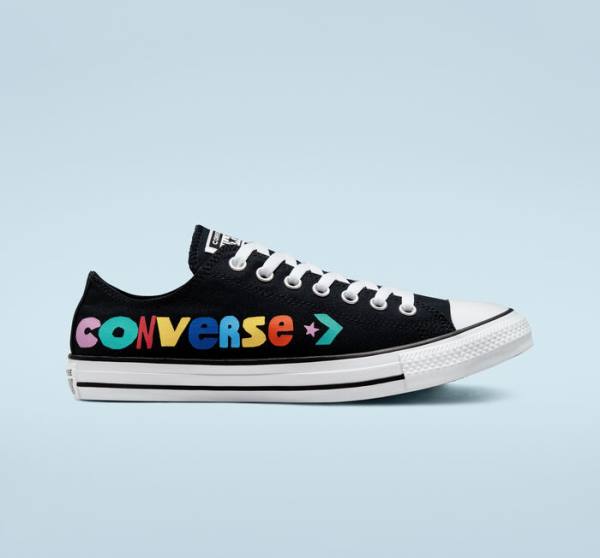 Converse Chuck Taylor All Star Happy Faces Düz Taban Ayakkabı Siyah | CV-809ZHJ