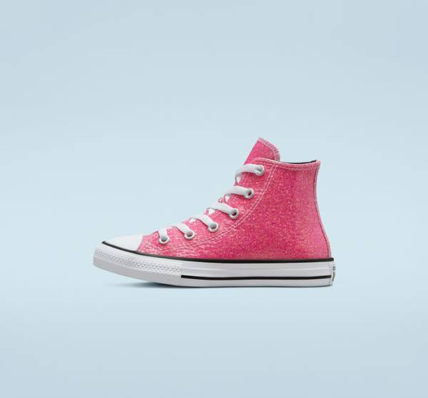 Converse Chuck Taylor All Star Kışlık Glitter Yüksek Taban Ayakkabı Pembe Siyah Beyaz | CV-083HXQ