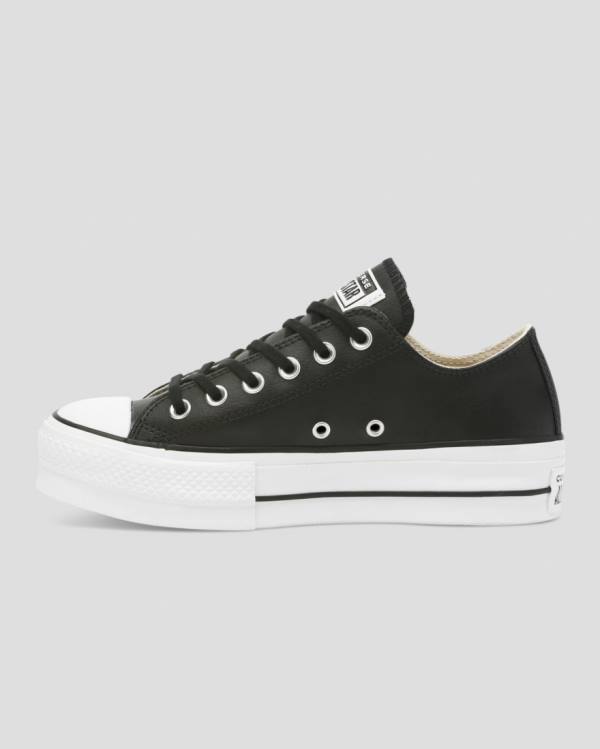 Converse Chuck Taylor All Star Lift Clean Deri Düz Taban Ayakkabı Siyah | CV-625TOL