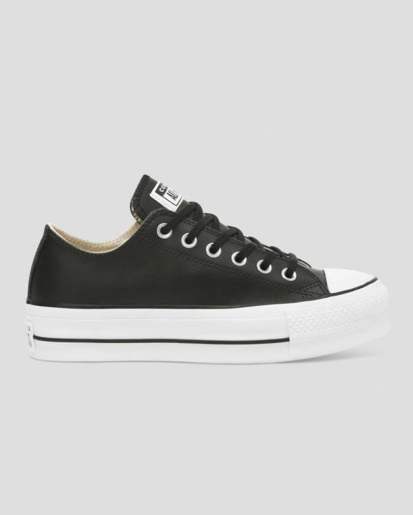 Converse Chuck Taylor All Star Lift Clean Deri Düz Taban Ayakkabı Siyah | CV-625TOL