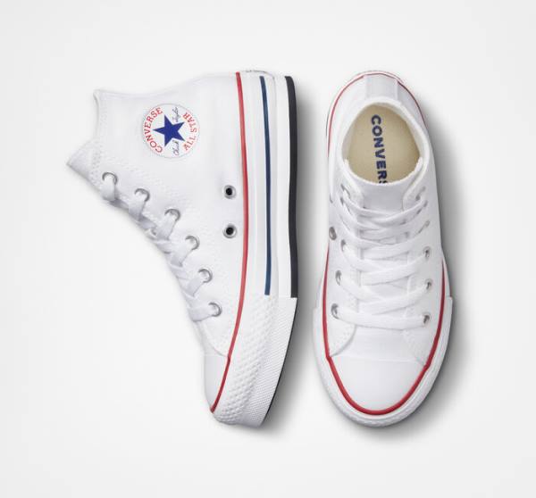 Converse Chuck Taylor All Star Lift Platform Yüksek Taban Ayakkabı Beyaz Koyu Kırmızı Lacivert | CV-104OEV