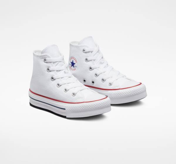 Converse Chuck Taylor All Star Lift Platform Yüksek Taban Ayakkabı Beyaz Koyu Kırmızı Lacivert | CV-104OEV