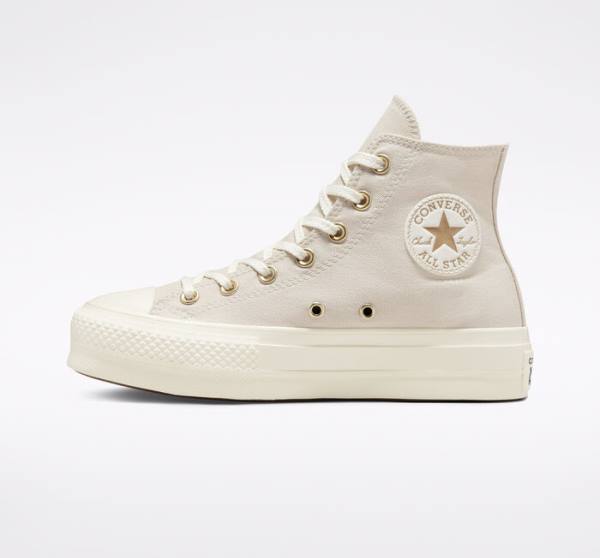 Converse Chuck Taylor All Star Lift Platform Golden Elements Yüksek Taban Ayakkabı Kahverengi Açık Altın | CV-241ARE