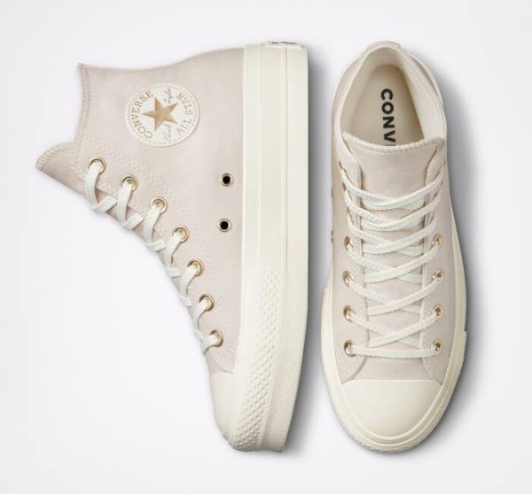 Converse Chuck Taylor All Star Lift Platform Golden Elements Yüksek Taban Ayakkabı Kahverengi Açık Altın | CV-241ARE