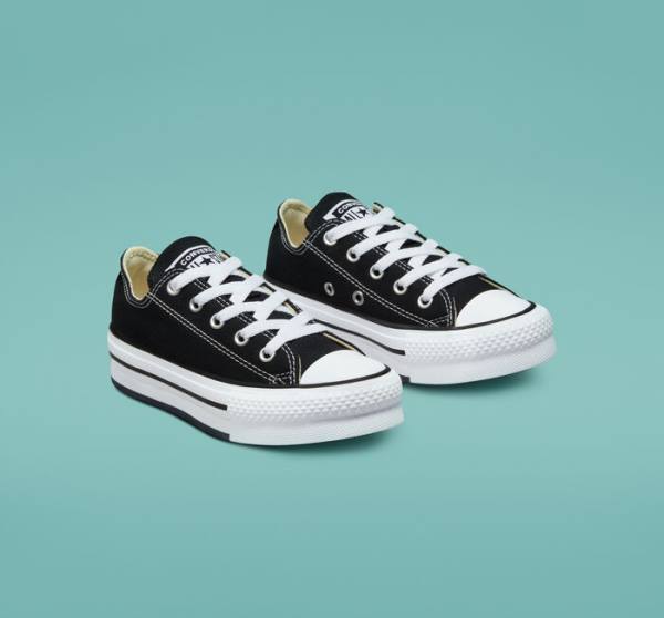 Converse Chuck Taylor All Star Lift Platform Düz Taban Ayakkabı Siyah Beyaz | CV-489WTB