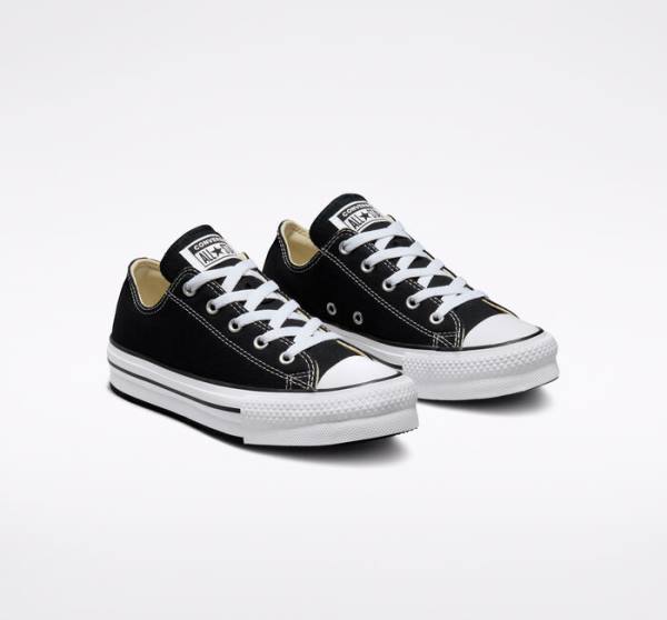 Converse Chuck Taylor All Star Lift Platform Düz Taban Ayakkabı Siyah Beyaz | CV-547ATH