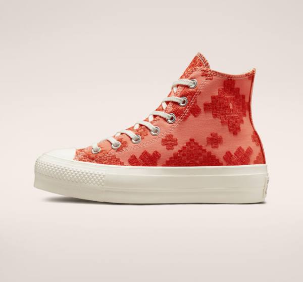 Converse Chuck Taylor All Star Lift Platform Tonal Embroidery Yüksek Taban Ayakkabı Turuncu | CV-572BHL