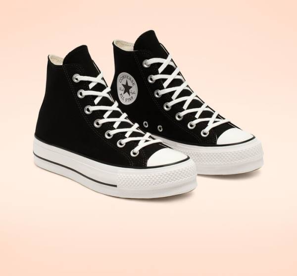 Converse Chuck Taylor All Star Lift Platform Kanvas Yüksek Taban Ayakkabı Siyah Beyaz | CV-589NRU