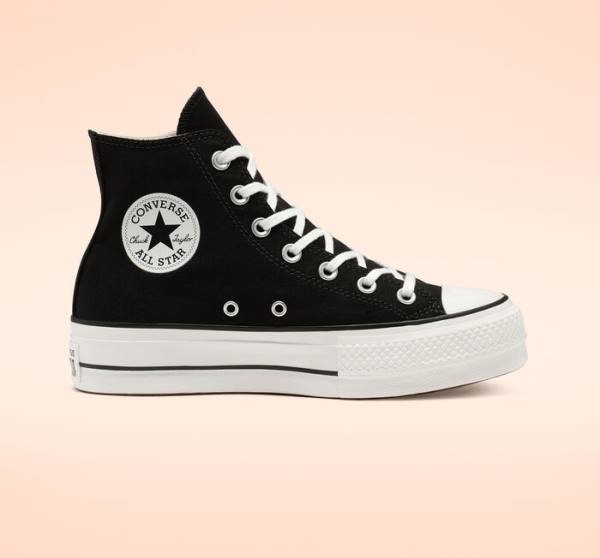 Converse Chuck Taylor All Star Lift Platform Kanvas Yüksek Taban Ayakkabı Siyah Beyaz | CV-589NRU