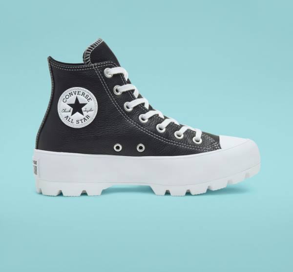 Converse Chuck Taylor All Star Lugged Deri Yüksek Taban Ayakkabı Siyah Beyaz | CV-941OSJ