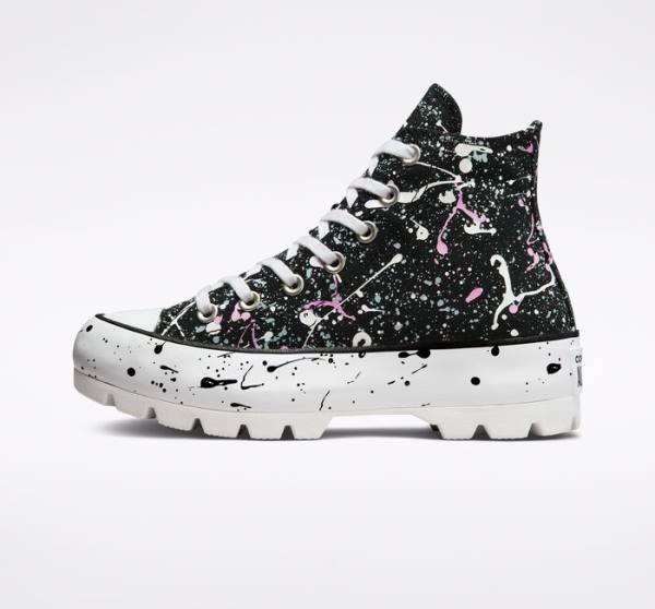 Converse Chuck Taylor All Star Lugged Paint Splatter Yüksek Taban Ayakkabı Siyah Gri Pembe | CV-310DKY