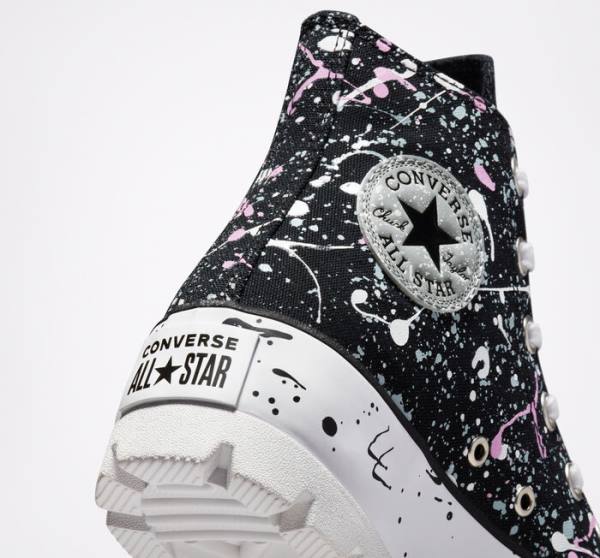 Converse Chuck Taylor All Star Lugged Paint Splatter Yüksek Taban Ayakkabı Siyah Gri Pembe | CV-310DKY