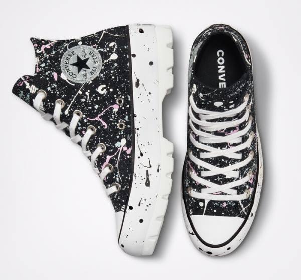 Converse Chuck Taylor All Star Lugged Paint Splatter Yüksek Taban Ayakkabı Siyah Gri Pembe | CV-310DKY