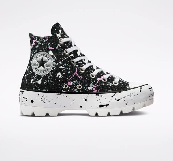 Converse Chuck Taylor All Star Lugged Paint Splatter Yüksek Taban Ayakkabı Siyah Gri Pembe | CV-310DKY