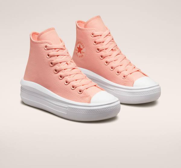 Converse Chuck Taylor All Star Move Platform Kanvas Yüksek Taban Ayakkabı Pembe Beyaz Pembe | CV-419UNE