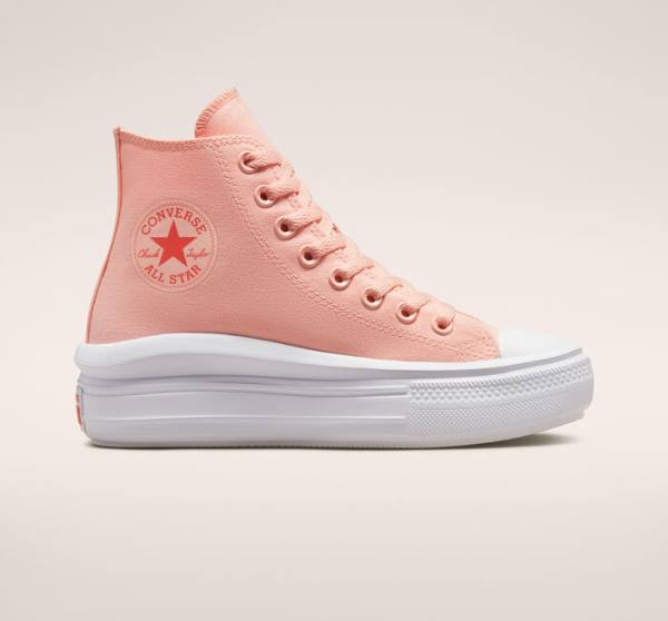 Converse Chuck Taylor All Star Move Platform Kanvas Yüksek Taban Ayakkabı Pembe Beyaz Pembe | CV-419UNE