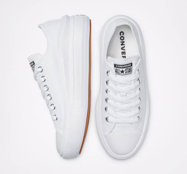 Converse Chuck Taylor All Star Move Platform Düz Taban Ayakkabı Beyaz Beyaz Beyaz | CV-480OUC