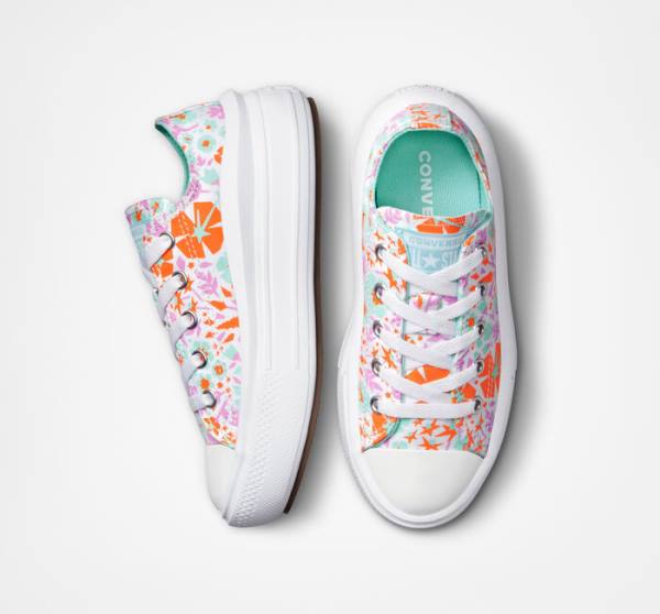 Converse Chuck Taylor All Star Move Platform Paper Floral Düz Taban Ayakkabı Beyaz Açık | CV-923SPN