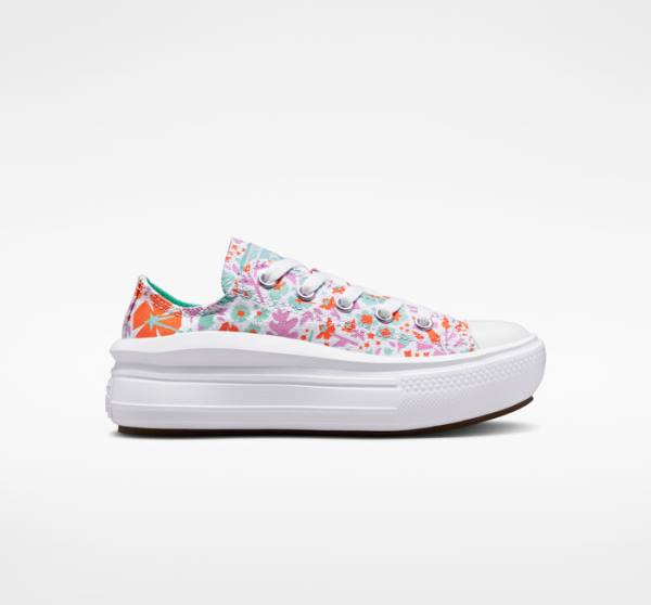 Converse Chuck Taylor All Star Move Platform Paper Floral Düz Taban Ayakkabı Beyaz Açık | CV-923SPN