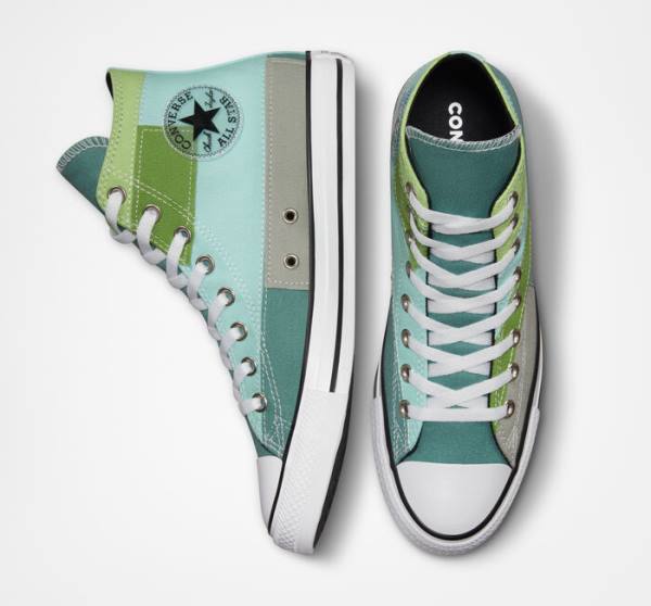 Converse Chuck Taylor All Star Patchwork Yüksek Taban Ayakkabı Açık Yeşil Açık | CV-087ZIU