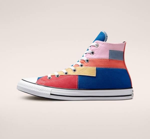 Converse Chuck Taylor All Star Patchwork Yüksek Taban Ayakkabı Mavi Pembe | CV-548BWH