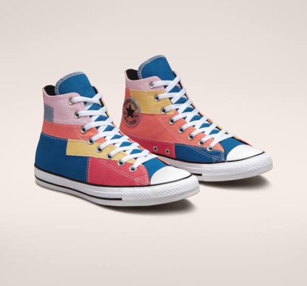 Converse Chuck Taylor All Star Patchwork Yüksek Taban Ayakkabı Mavi Pembe | CV-548BWH